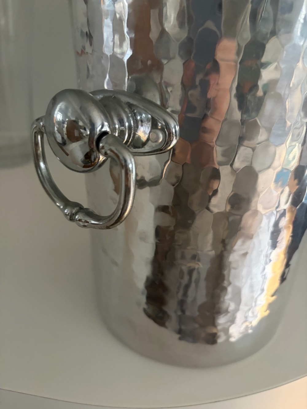 William Sonoma Hammered Metal Ice Bucket with Ring Handles - made in France - Picture 6 of 9